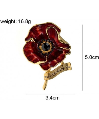 Poppy Flower Brooches for Women Lest We Forget Letter Red Enamel Pin Brooch brooches for Women (Color : Gold, Size : 1.96 inc...