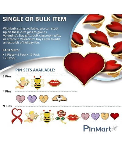 PinMart's Valentine's Day Enamel Lapel Pins - Heart Pins and Love Themed Pins Gifts - Bulk Sizing Available Great for Valenti...