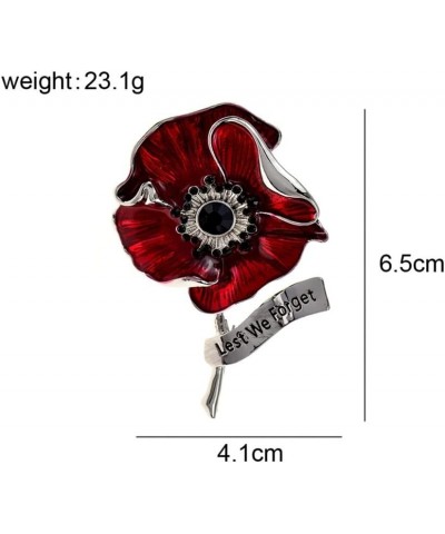 Poppy Flower Brooches for Women Lest We Forget Letter Red Enamel Pin Brooch brooches for Women (Color : Gold, Size : 1.96 inc...