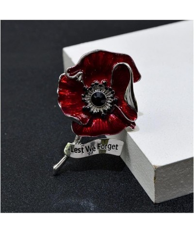 Poppy Flower Brooches for Women Lest We Forget Letter Red Enamel Pin Brooch brooches for Women (Color : Gold, Size : 1.96 inc...