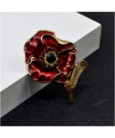 Poppy Flower Brooches for Women Lest We Forget Letter Red Enamel Pin Brooch brooches for Women (Color : Gold, Size : 1.96 inc...