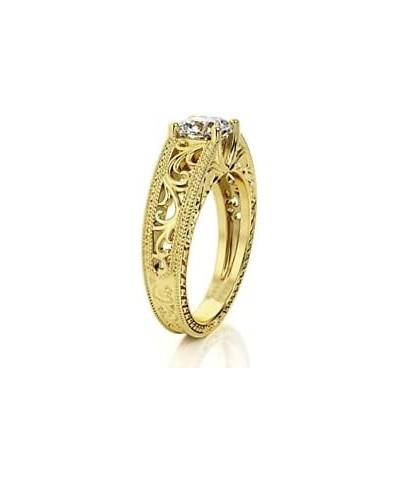 2.2ct Cushion Cut Diamond Engagement Ring 14k Yellow Gold Plated Antique Vintage $54.40 Rings