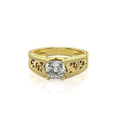 2.2ct Cushion Cut Diamond Engagement Ring 14k Yellow Gold Plated Antique Vintage $54.40 Rings