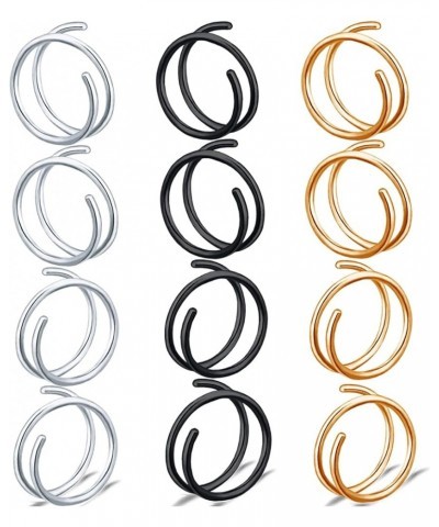 18G 20G Double Nose Ring for Single Piercing Stainless Steel Left and Right Double Hoop Nose Ring Spiral Nose Hoops Double No...