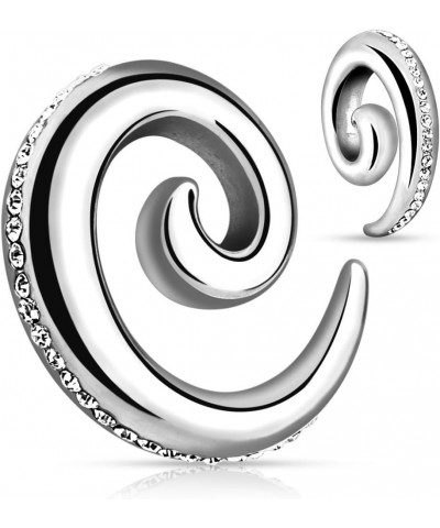 Paved Gems 316L Surgical Steel Spiral WildKlass Taper (Sold as a Pair) 4 GA, Clear $15.80 Body Jewelry