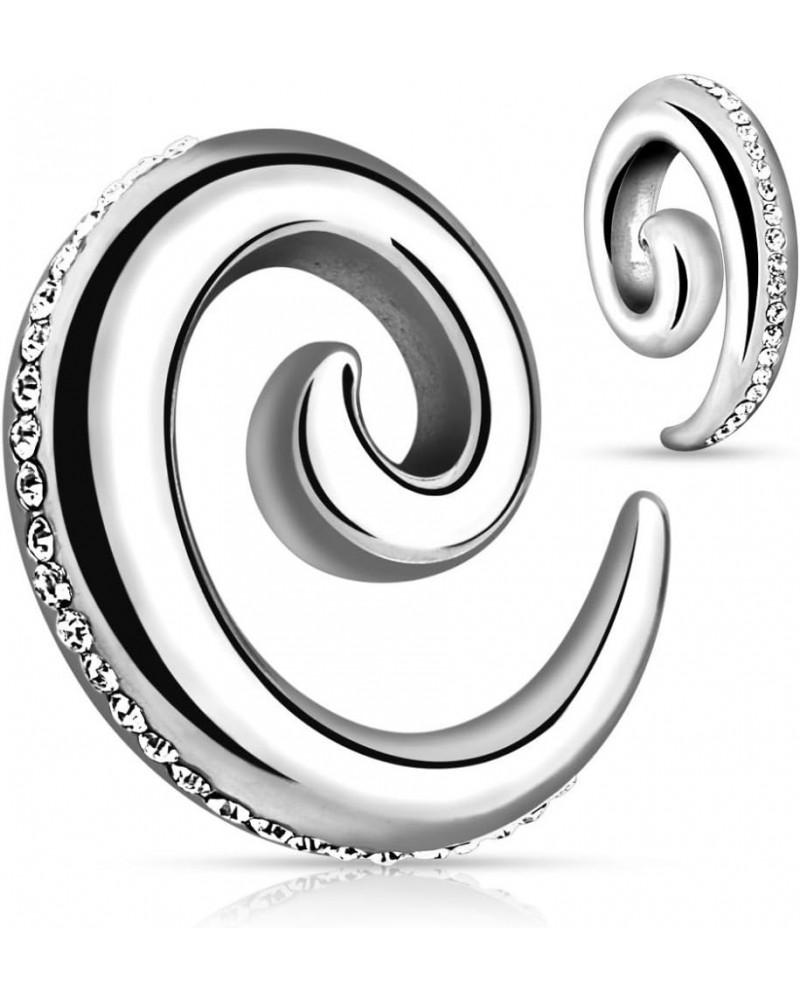 Paved Gems 316L Surgical Steel Spiral WildKlass Taper (Sold as a Pair) 4 GA, Clear $15.80 Body Jewelry