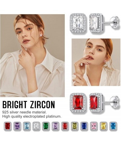 925 Sterling Silver Birthstone Rings Round/Teardrop/Heart/Square Crystal Ring, Halo Birthstone Stud Earrings for Women Girls ...