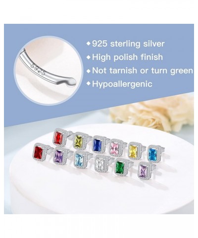 925 Sterling Silver Birthstone Rings Round/Teardrop/Heart/Square Crystal Ring, Halo Birthstone Stud Earrings for Women Girls ...