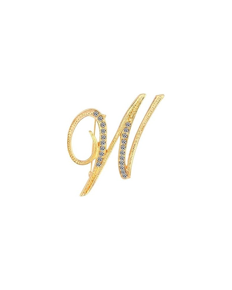 A-Z Initial Pins 26 Letters Pins Gold Plated Metal Brooches - Clear Crystal Rhinestone Brooch Breastpin for Women W $6.26 Bro...