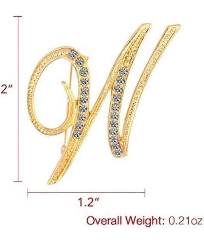 A-Z Initial Pins 26 Letters Pins Gold Plated Metal Brooches - Clear Crystal Rhinestone Brooch Breastpin for Women W $6.26 Bro...