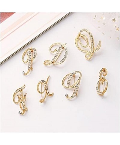 A-Z Initial Pins 26 Letters Pins Gold Plated Metal Brooches - Clear Crystal Rhinestone Brooch Breastpin for Women W $6.26 Bro...