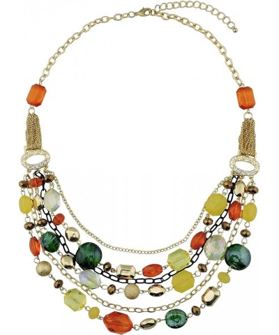 Newest Multi Layer Chain Crystal Colored Glaze Statement Women Strand Necklace Orange+yellow $17.69 Necklaces