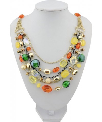 Newest Multi Layer Chain Crystal Colored Glaze Statement Women Strand Necklace Orange+yellow $17.69 Necklaces