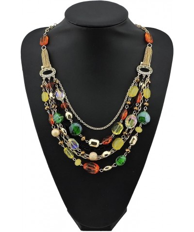 Newest Multi Layer Chain Crystal Colored Glaze Statement Women Strand Necklace Orange+yellow $17.69 Necklaces