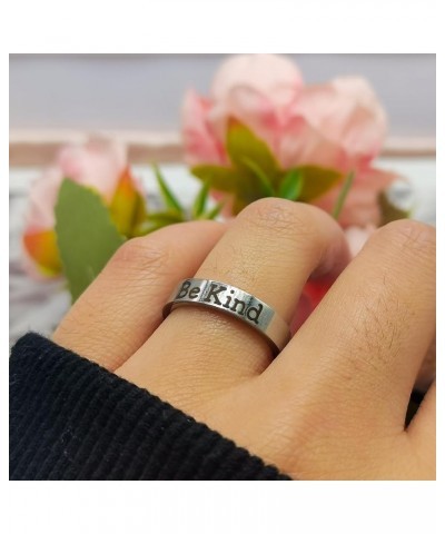 Stainless Steel Band Ring,Be Kind Ring,Inspirational Friendship Ring for Women Silver Engraved Band Ring, Funny Sayings Ring,...