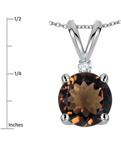 Solid 14k Gold Classic One Stone Round 7mm Pendant Necklace Smoky Quartz Yellow Gold $75.95 Necklaces