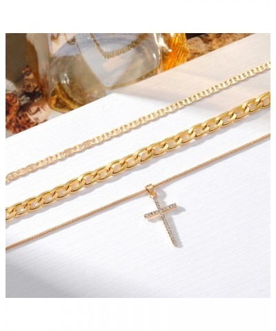 Layered Cross Choker Necklace Gold Cross Pendant Necklaces Dainty Rhinestone Faith Cross Necklace Jewelry Gifts $8.24 Necklaces