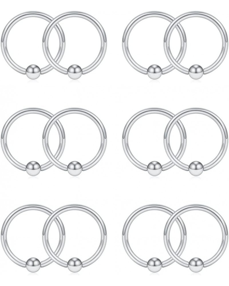 12PCS 20G Nose Hoop Lip Eyebrow Tongue Helix Tragus Cartilage Septum Piercing Ring 12PCS - 8mm Silver $6.88 Body Jewelry