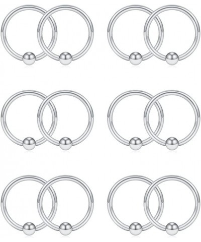 12PCS 20G Nose Hoop Lip Eyebrow Tongue Helix Tragus Cartilage Septum Piercing Ring 12PCS - 8mm Silver $6.88 Body Jewelry