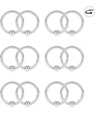 12PCS 20G Nose Hoop Lip Eyebrow Tongue Helix Tragus Cartilage Septum Piercing Ring 12PCS - 8mm Silver $6.88 Body Jewelry