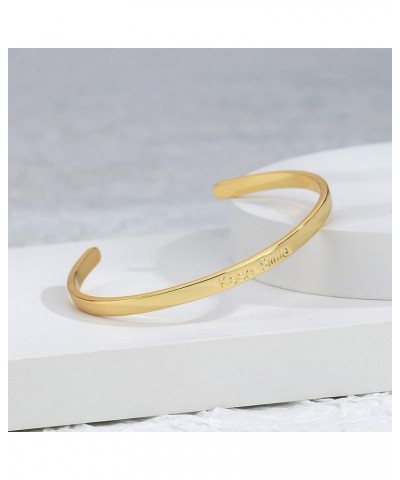 Gold Bangle Bracelet for Women Girls, 18K Gold Plated Oval Minimalist Cuff Bangle Bracelets, Adjustable Open Wrap Bracelet Wo...