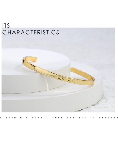 Gold Bangle Bracelet for Women Girls, 18K Gold Plated Oval Minimalist Cuff Bangle Bracelets, Adjustable Open Wrap Bracelet Wo...