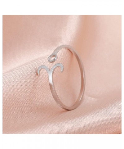 Stainless Steel Zodiac Rings for Women 12 Star Signs Open Ring Aries Leo Virgo Gemini Libra Pisces Scorpio Birthday Gift $7.4...