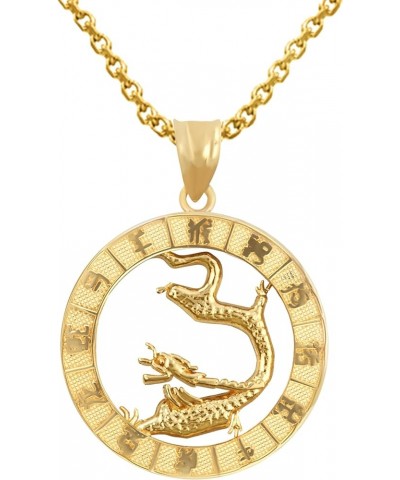 14K Yellow Gold Chinese Zodiac Pendant Necklace Dragon 22.0 Inches $136.39 Necklaces