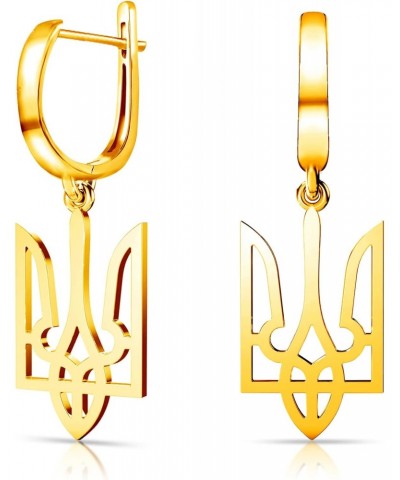 18K Gold Plated Sterling Silver Ukrainian Trident/Trizub Earrings | Genuine .925 Sterling Silver | Minimalist & Elegant Gift ...