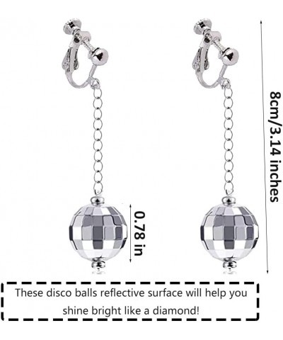 Silver Disco Ball Clip on Earrings 70's Halloween Earrings Women's Costume Accessories 2cm ball(2 pairs) $6.62 Earrings