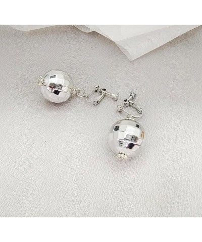 Silver Disco Ball Clip on Earrings 70's Halloween Earrings Women's Costume Accessories 2cm ball(2 pairs) $6.62 Earrings