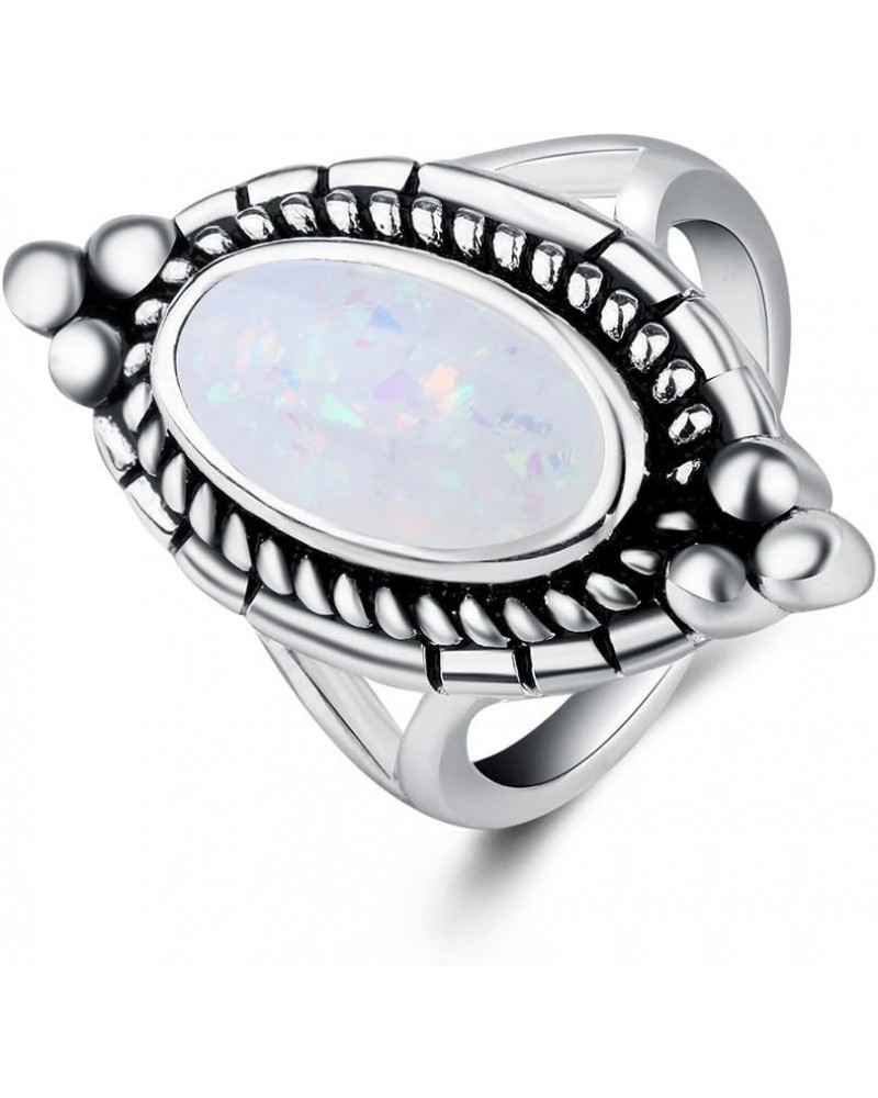 Pink Opal Ring for Women 925 Sterling SilverEngagement Ring for Women Created Ruby, White Gold Round Opal Ring Olive Horse Ey...