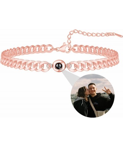 Personalized Photo Bracelet with Picture Inside Custom Photo Projection Bracelet Circle Photo Bracelet Cuban Chain Picture Br...