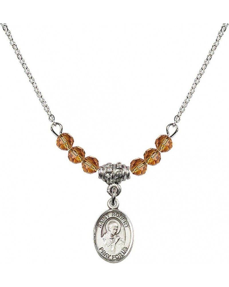 November Birth Month Bead Necklace with Catholic Patron Saint Petite Charm, 18 Inch Saint Robert Bellarmine $32.44 Necklaces