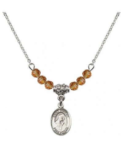 November Birth Month Bead Necklace with Catholic Patron Saint Petite Charm, 18 Inch Saint Robert Bellarmine $32.44 Necklaces