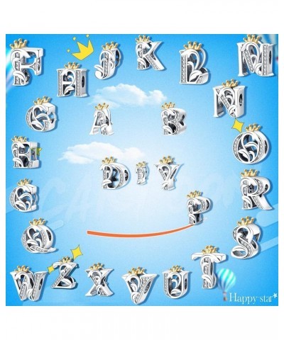 Complete A~Z Alphabet Charms 925 sterling silver Charms for Bracelets and Necklace Women Girls Jewelry Gift D $10.79 Bracelets