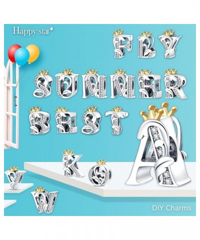 Complete A~Z Alphabet Charms 925 sterling silver Charms for Bracelets and Necklace Women Girls Jewelry Gift D $10.79 Bracelets