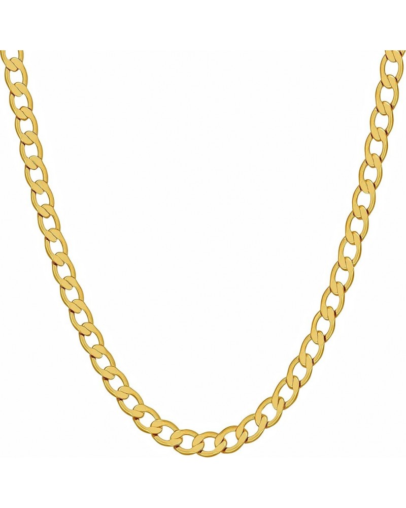 Smooth Rounded Curb Link Chain Necklace 24k Real Gold Plated 4mm 20 inches $20.68 Necklaces