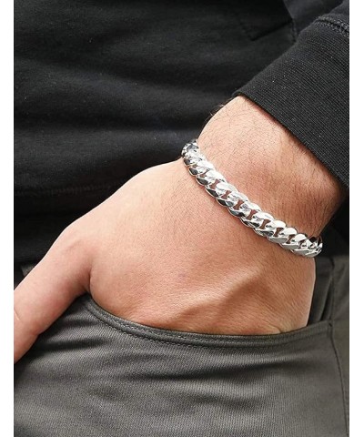 925 Sterling Silver Cuban Link Chain Bracelet 5/8mm Silver Bracelet for Men Women Silver Bracelet 6.5-9 Inches Silver 8mm 7.5...