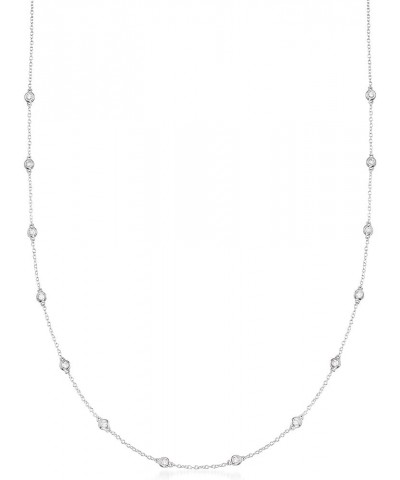 14kt Gold Bezel-Set Diamond Station Necklace .50 ct. t.w. in White Gold 36.0 Inches $1.00 Necklaces