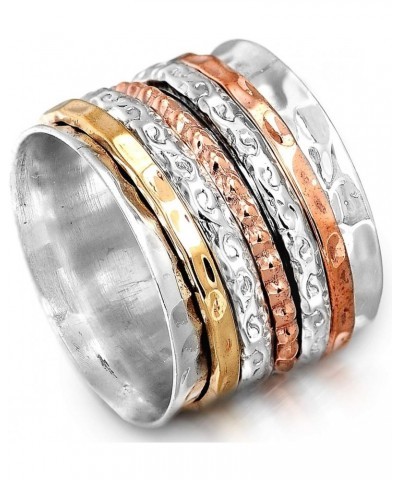 Spinner Ring for Women 925 Sterling Silver with Copper and Brass Fidget Bands Wide $29.38 Rings