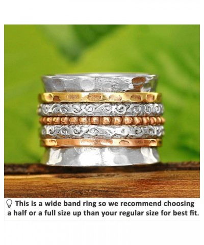 Spinner Ring for Women 925 Sterling Silver with Copper and Brass Fidget Bands Wide $29.38 Rings