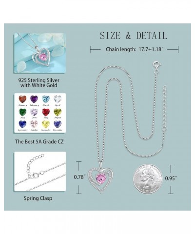 Heart Necklaces for Women 925 Sterling Silver Birthstone Pendant Jewellery Gifts for Women Mom Wife Girls Her September - Sap...