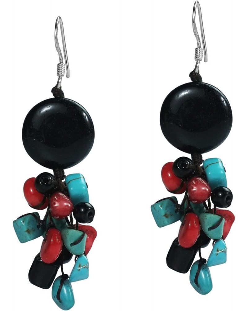 Summer Beach Vibe Black .925 Silver Cluster Earrings $9.35 Earrings