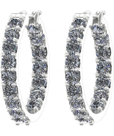 1-6 Carat Inside Outside Diamond Huggies Hoop Diamond Earrings Oval Shape Ultra Premium Collection (H-I Color, SI1-SI2 Clarit...