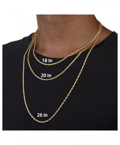 Solid 18K Gold Over 925 Sterling Silver Chain Lobster Clasp Rope Chain Necklace for Women Men Boys, 1.5MM & 2.5MM Shiny & Stu...