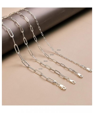 Silver Necklace for women 2mm 3mm 4mm 5mm Gold/Silver Paperclip Chain Solid 925 Sterling Silver Clasp Paperclip Chain for wom...