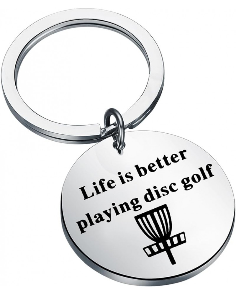 Disc Golf Keychain Golfer Gift for Player Life Is Better Playing Disc Golf Golfing Lover Keychain Silver $11.03 Pendants