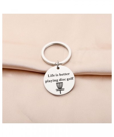 Disc Golf Keychain Golfer Gift for Player Life Is Better Playing Disc Golf Golfing Lover Keychain Silver $11.03 Pendants