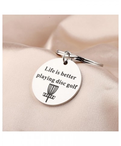 Disc Golf Keychain Golfer Gift for Player Life Is Better Playing Disc Golf Golfing Lover Keychain Silver $11.03 Pendants